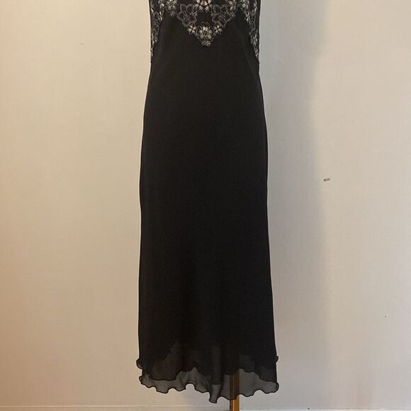 Vintage Black Lace Slip Dress with Double Thigh Splits Size Small - Picture 4 of 14